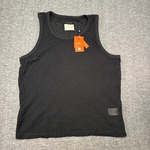 NWT YOUNGLA Mens Large Mesh Jersey Black Workout Gym Bodybuilding